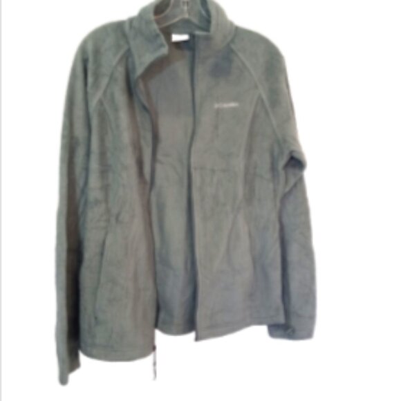 Columbia Women’s Fleece Jacket Size Large Green Fuzzy Full Zip Pockets EUC - Picture 12 of 14